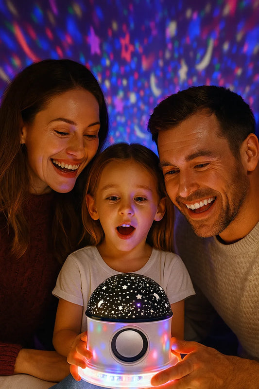 Proyector de lunas y estrellas navideñas